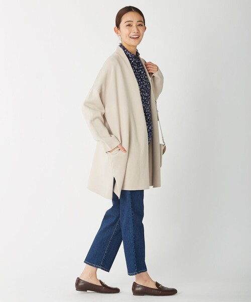 新品タグ付き＊ダブルフェイスガウンコート ピンク Theory｜ダブルフェイスガウンコート