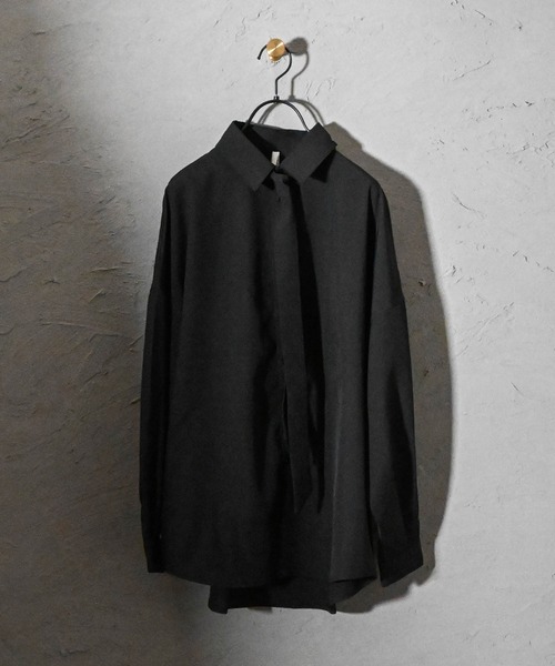 シャツ ポリストレッチ ネクタイ付き LSシャツ メンズ