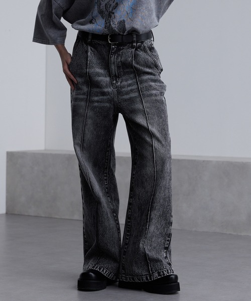 PEOPLESTYLE ルーズ 変形シルエット カジュアル スラックス cussil スラックス 「cussil/クシル」TRストレッチルーズ