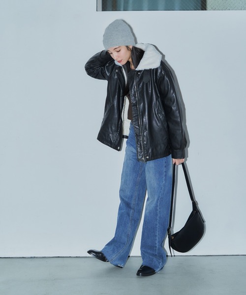 LIENCOEUR ムートンコート ボアコート B-3ボンバージャケット