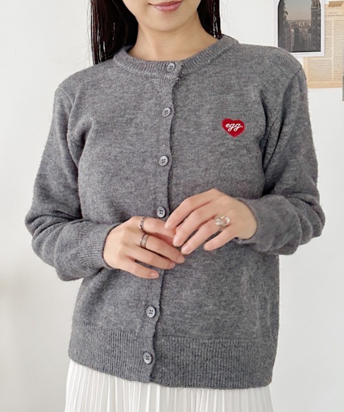 CLEA カーディガン ワンポイントハート刺繍カーディガントップス