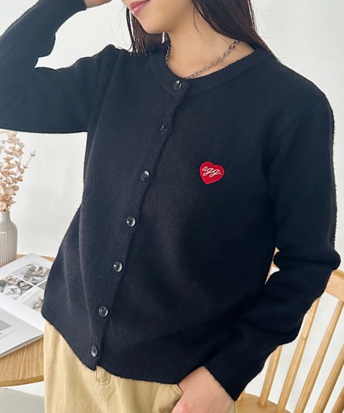 ジャスグリッティー　ハート刺繍カーディガン 新品タグ付き】JUSGLITTY ハート刺繍カラーカーデ ネイビー