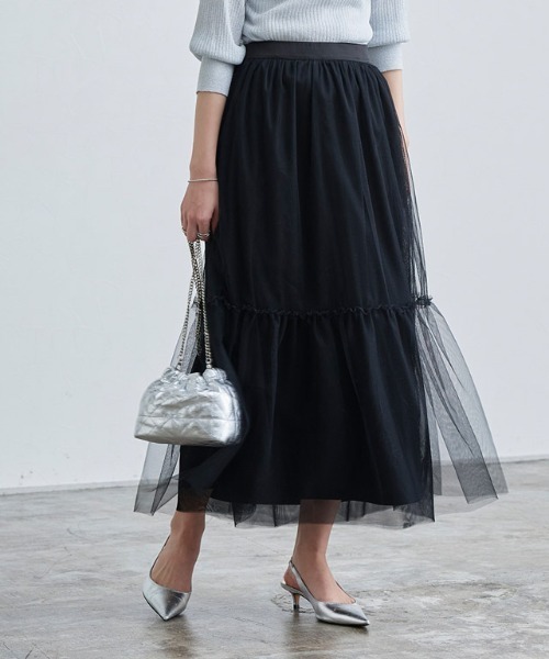 Pierrot（ピエロ） スカート ティアードチュールスカート : ZOZOTOWN