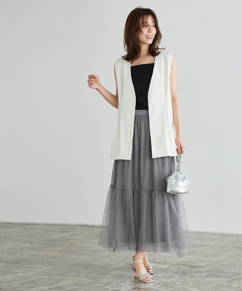 Pierrot（ピエロ） スカート ティアードチュールスカート : ZOZOTOWN