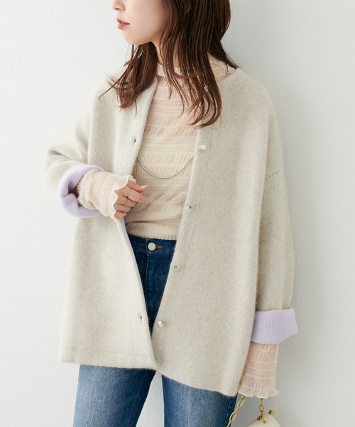 【新品未使用タグ付き】モカ　カーディガン select MOCA（セレクトモカ） ニットカーディガン FREE ワイン