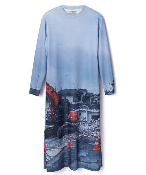 ワンピース non NON TOKYO ワンピース PRINT RIB LONG SLEEVE ONE-PIECE