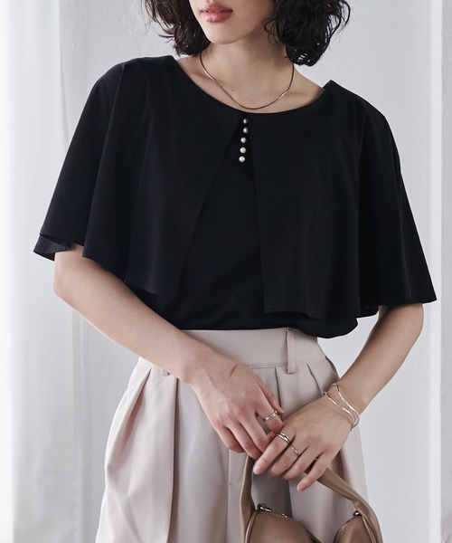 RANAN（ラナン） tシャツ 半袖 「接触冷感」ケープ風デザイン