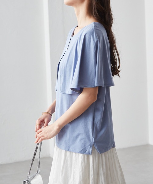 RANAN（ラナン） tシャツ 半袖 「接触冷感」ケープ風デザイン