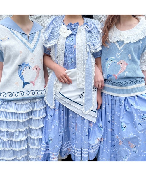 新品 ピンクハウス♥ロゴサテンリボン付きセーラー襟半袖