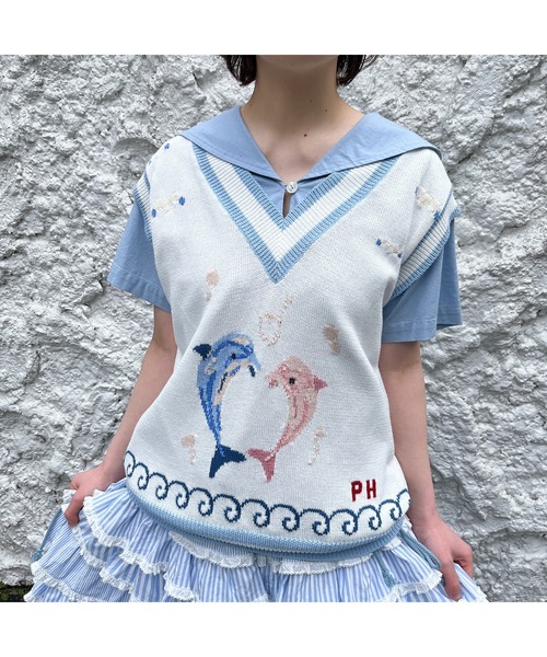 本命ギフト PINK HOUSE ブラウス シャツ セーラーカラー風ブラウス トップス