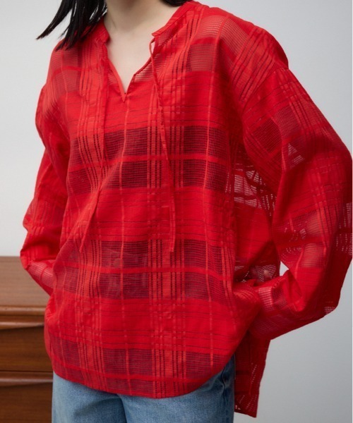 23区 - 【美品】23区L　シルク　とろみシアースキッパーブラウス　ワインレッドストライプ セール】 【洗える】LIBECO スキッパーブラウス （シャツ