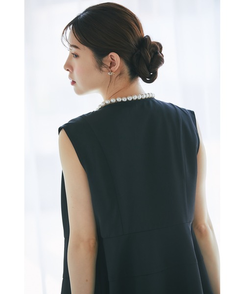ベスト ジレ ポケット付きパール装飾ペプラムジレ レディース tocco closet ベスト ジレ ポケット付きパール装飾ペプラムジレ