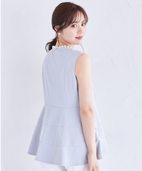 tocco closet ベスト ジレ ポケット付きパール装飾ペプラムジレ