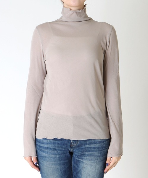 tシャツ 斜行ガーゼ シアーハイネックトップス レディース Jines tシャツ 斜行ガーゼ シアーハイネックトップス レディース