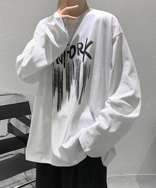 Tシャツ パンダ ルーズ かわいい ルーズシルエット L 白 ギフト NOWLE tシャツ 「NOWLE」ルーズシルエット ロゴ ロンT メンズ