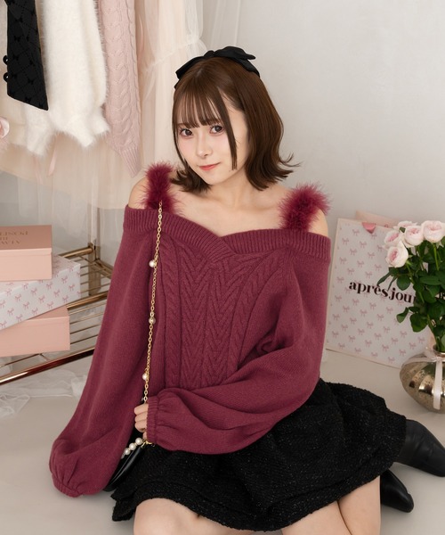 Argue Cultureフェイクファーおニットセーターおしゃれカップル OUMEIDKシリーズ】☆セーター☆ 2color トップス カップル 男女