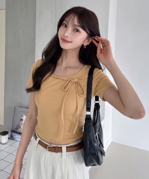 Ada. tシャツ 半袖 フロントリボン 半袖Tシャツ レディース