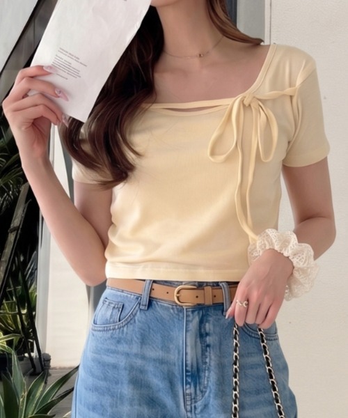 Ada. tシャツ 半袖 フロントリボン 半袖Tシャツ レディース