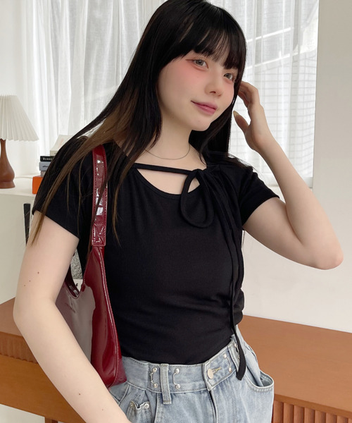Ada. tシャツ 半袖 フロントリボン 半袖Tシャツ レディース