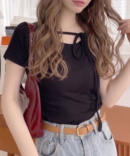 Ada. tシャツ 半袖 フロントリボン 半袖Tシャツ レディース