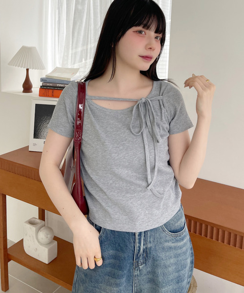 Ada. tシャツ 半袖 フロントリボン 半袖Tシャツ レディース