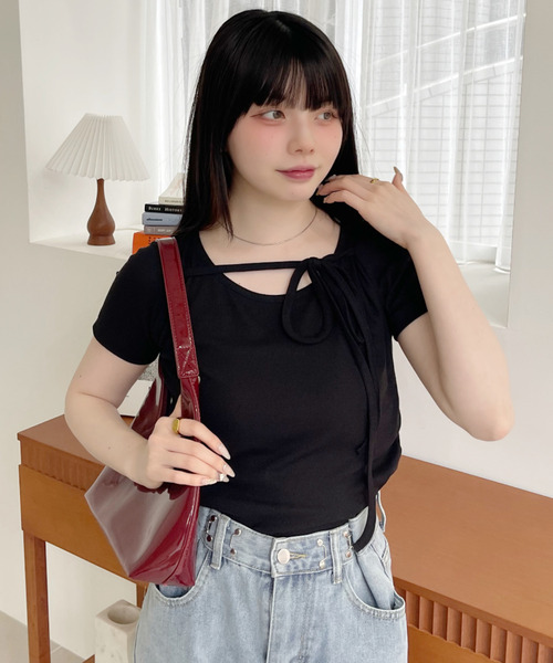 Ada. tシャツ 半袖 フロントリボン 半袖Tシャツ レディース