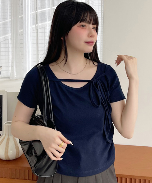 Ada. tシャツ 半袖 フロントリボン 半袖Tシャツ レディース