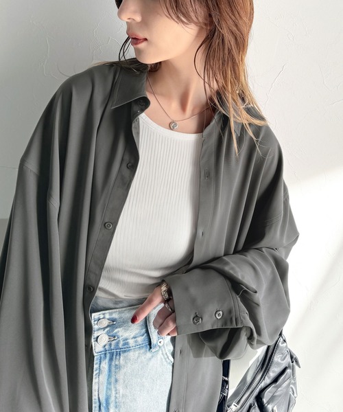 シャツ/ブラウス(長袖/七分) enof over size shirt オープンカラー7分袖シャツ メンズ(S オフシロ): トップス｜Right-on