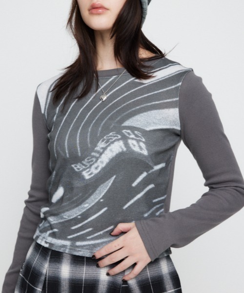 tシャツ AIR PORT PRINT ロングスリーブTシャツ レディース