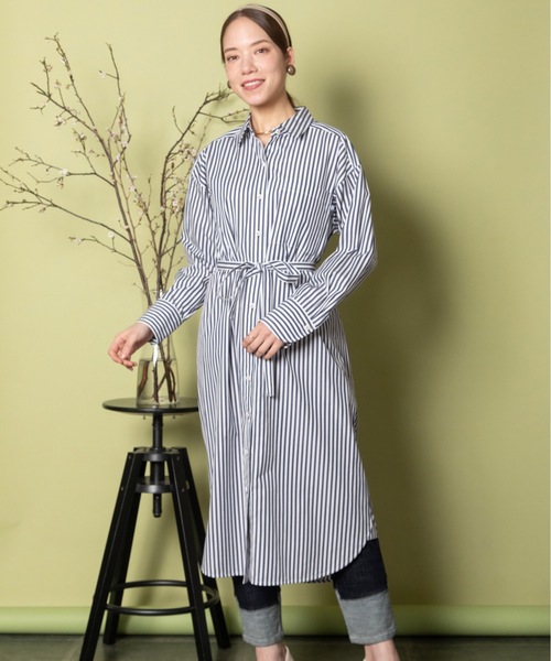 ストライプドロップシャツワンピース LADYMADE（レディメイド）｜ ストライプドロストシャツワンピース