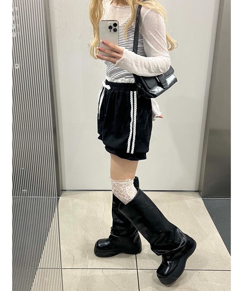 WC パンツ 「2025春夏新作」レースラインバルーンショートパンツ