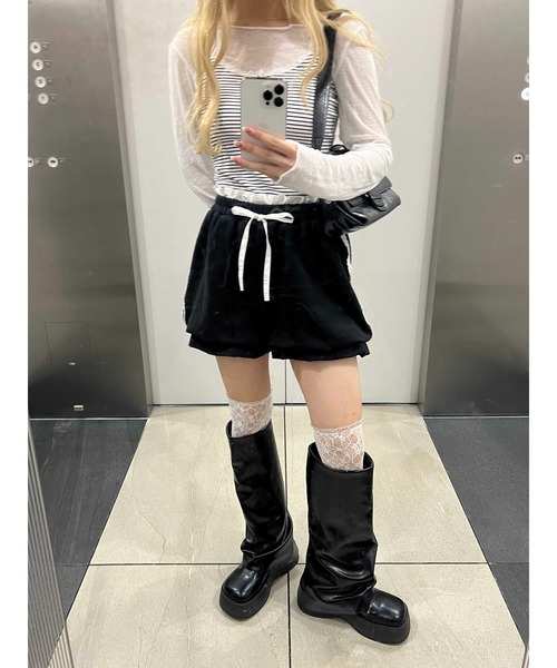 CHANEL レース付きショートパンツ CHANEL 極美品☆CHANEL シャネル 21SS P70669 V62116 No5ボタン