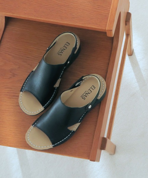 サンダル・ミュール GATHERED LEATHER SLIPPERS enchanted サンダル 本革2WAYミュールスリングバックサンダル