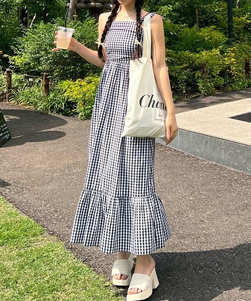 リズリサ 後ろレースアップ花柄キャミワンピース LIZLISA 花柄 キャミ