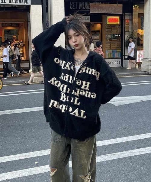 「Ressaca」 ニットパーカー XX-LARGE ブラック レディース_画像2