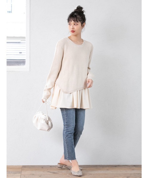 「fifth」 長袖ニット MEDIUM ベージュ レディース_画像4