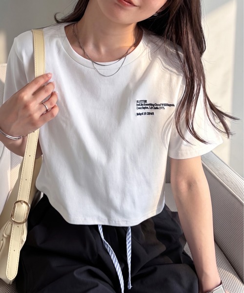 solleim（ソルレム） tシャツ 半袖 クロップド刺繍Tシャツ レディース