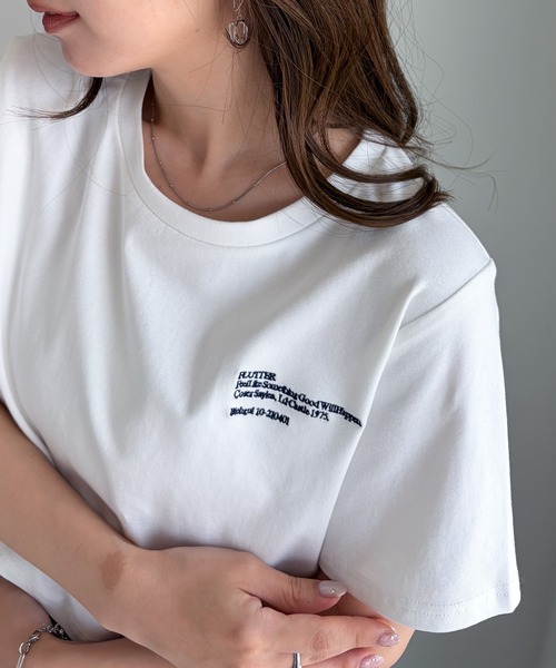 solleim（ソルレム） tシャツ 半袖 クロップド刺繍Tシャツ レディース