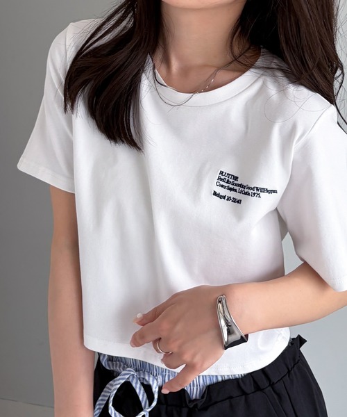 solleim（ソルレム） tシャツ 半袖 クロップド刺繍Tシャツ レディース