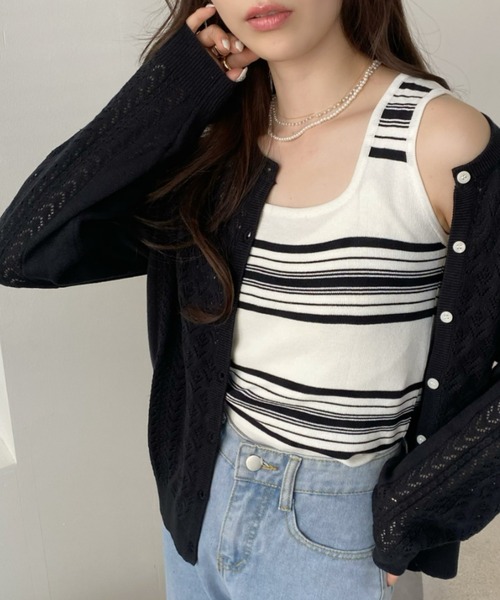 「Eclat one」 ニットカーディガン FREE ベージュ レディース_画像2