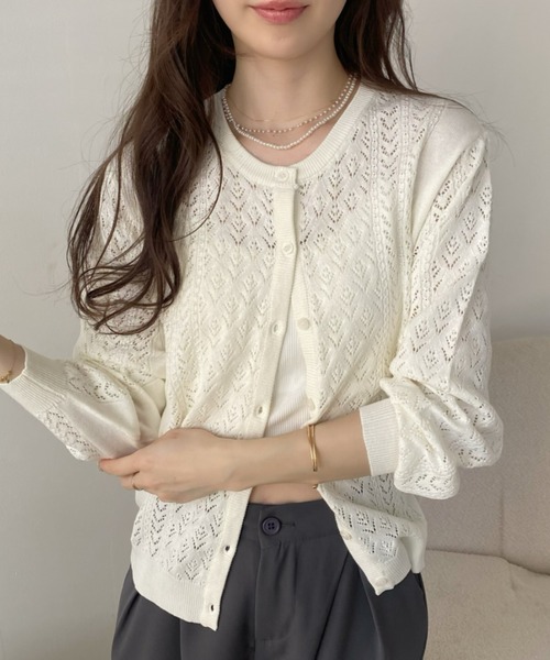 「Eclat one」 ニットカーディガン FREE ベージュ レディース_画像8