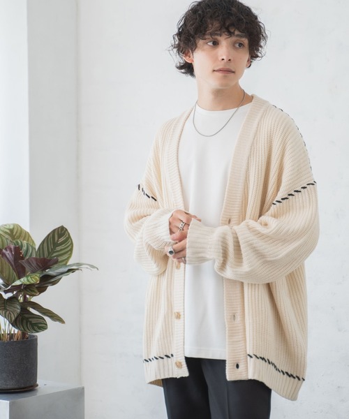 「WEGO」 ニットカーディガン LARGE ブラック メンズ_画像2