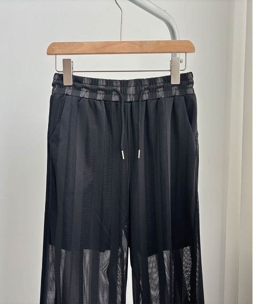 パンツ 夏服にピッタリな涼しい透け感シースルーシアーロング