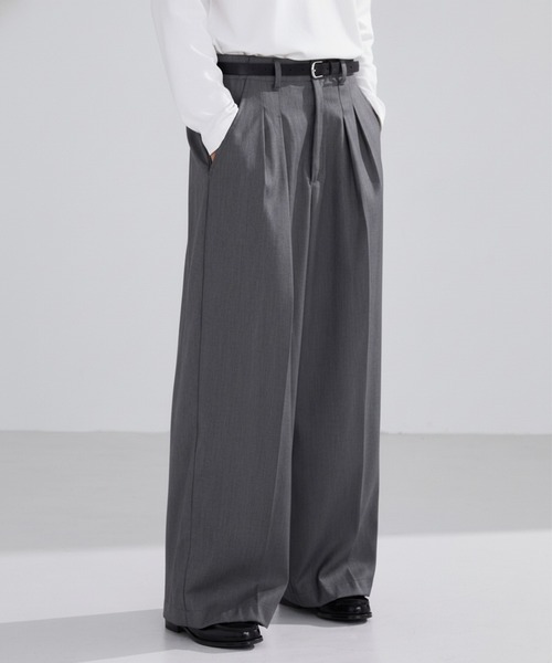 LUENNA ワイドパンツ スラックス 「LUENNA」Wide-Leg Two-Tuck Slacks