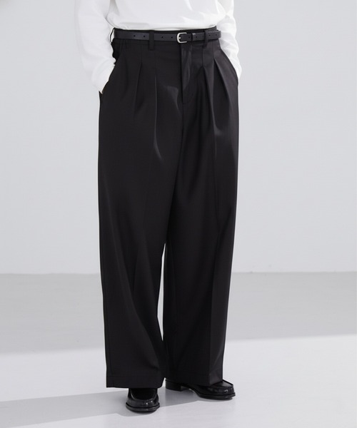LUENNA ワイドパンツ スラックス 「LUENNA」Wide-Leg Two-Tuck Slacks