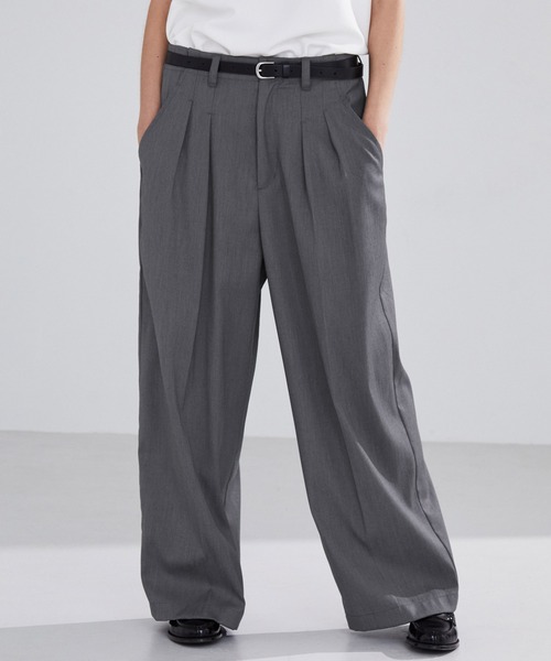 LUENNA スラックス 「LUENNA」Wide-Leg Two-Tuck Slacks / ワイド