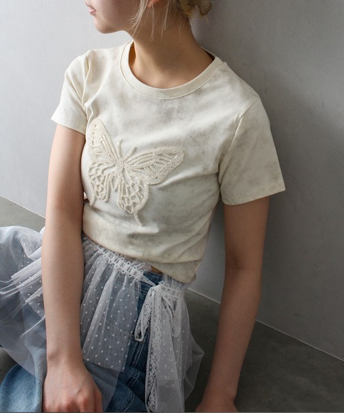 ★sale★今期物★FLYGIRL★フライガール★デコ立体Tシャツ★スパンコール 今期物☆FLYGIRL☆フライガール☆デコ立体Tシャツ☆スパンコール