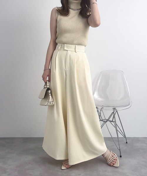 【AREA】ハイライズフレアパンツ ハイウエストSIDE BELT CUTデザインフレアデニムパンツ[品番