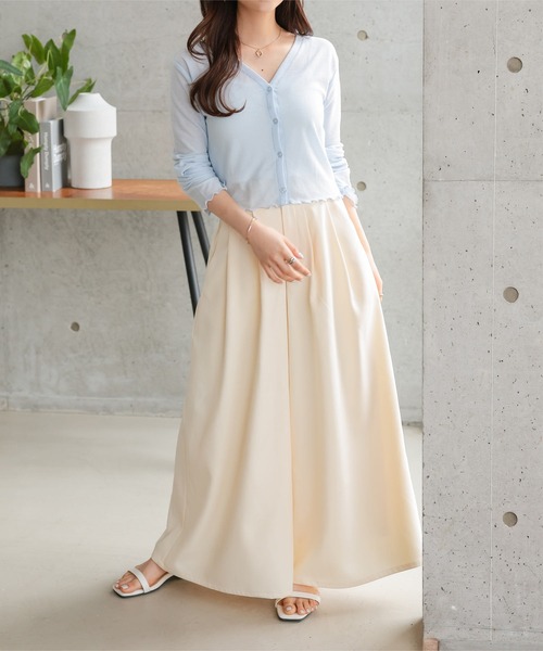 パンツ 「 低身長向けサイズ 」 ワイドフレアパンツ レディース