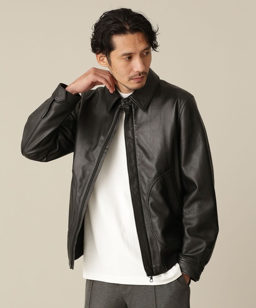 NANO UNIVERSE 黒 レザージャケット NANO universe（ナノ・ユニバース） レザーブルゾン L ブラック メンズ